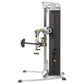 Hoist Mi5 Functional Trainer with silver frame, black weight stack, and yellow accents on white background