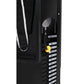 Black functional trainer with gray adjustable arm, black strap with white trim, and labeled weight stack ranging from 10 to 1