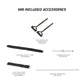 MIG included accessories: two black strap handles with square rings, black chin assist strap, fleece knee strap, aluminum cur