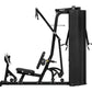 Hoist 2-Stack Multi Gym in black with dual weight stacks, leg press, chest press, and lat pulldown stations on white backgrou
