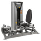 Hoist ROC-IT Rotary Calf Machine with gray and black frame, padded seat, and leg press platform on white background