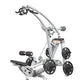 Hoist ROC-IT silver and black lat pulldown machine with weight plates, foot pedal, and handlebar attachment on white backgrou