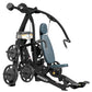 Hoist ROC-IT black chest press machine with teal padded seat and backrest, weight plates, on white background