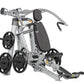 Hoist ROC-IT Incline Chest Press Machine with silver frame, black padded seat and backrest, dual weight plate pegs, and adjus