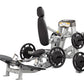 Hoist ROC-IT hack squat and leg press machine with silver frame, black padded seat and backrest, and black weight plate pegs 