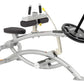 Gray and black Hoist seated calf raise machine with black padded seat, dual handles with yellow accents, and weight plate att