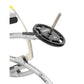 Hoist Seated Calf Raise machine with black foot plate, silver frame, and dual leg extension arms on white background
