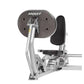 Hoist Dual Action Leg Press machine with gray frame, black padded seat and backrest, silver handles, on white background