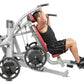 Hoist ROC-IT shoulder press machine with silver frame, red padding, and black weight plates, demonstrated by male user in bla
