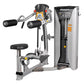 Hoist ROC-IT Lateral Raise Machine with silver frame, black seat, dual black cylinders, and orange accents on white backgroun