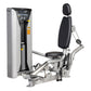 Hoist ROC-IT Biceps Curl Machine with silver frame, black padded seat and backrest, weight stack on white background