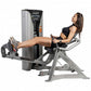 Hoist ROC-IT Lower Back Machine with woman demonstrating leg extension exercise, silver and black frame on white background