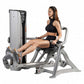 Hoist ROC-IT Lower Back Machine with silver frame and black seat, model RS-2204, demonstrated by woman in black workout attir