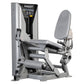 Hoist ROC-IT leg extension machine with silver and black frame, padded seat and backrest, on white background