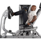 Hoist ROC-IT leg press machine with silver frame and black seat, shown in use by male model performing leg press exercise