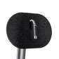 Black rubber foot plate with horizontal ridges attached to silver metal post, ROC-IT leg press machine component on white bac