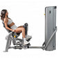 Gray leg press machine with model demonstrating seated position, isolating inner thigh muscles