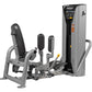 Hoist ROC-IT outer thigh machine with gray frame, black padded seat and leg press, control panel with orange accents on tall 