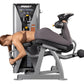Hoist ROC-IT Prone Leg Curl Machine in silver and black with model demonstrating leg curl exercise position