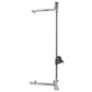 Silver and black cable column machine with adjustable height bracket, horizontal arm, and foot platform on white background