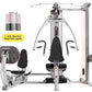 Hoist V1-Elite home gym with dual stations featuring silver frame, black padded seats and handles, includes 1-50 lb silent st