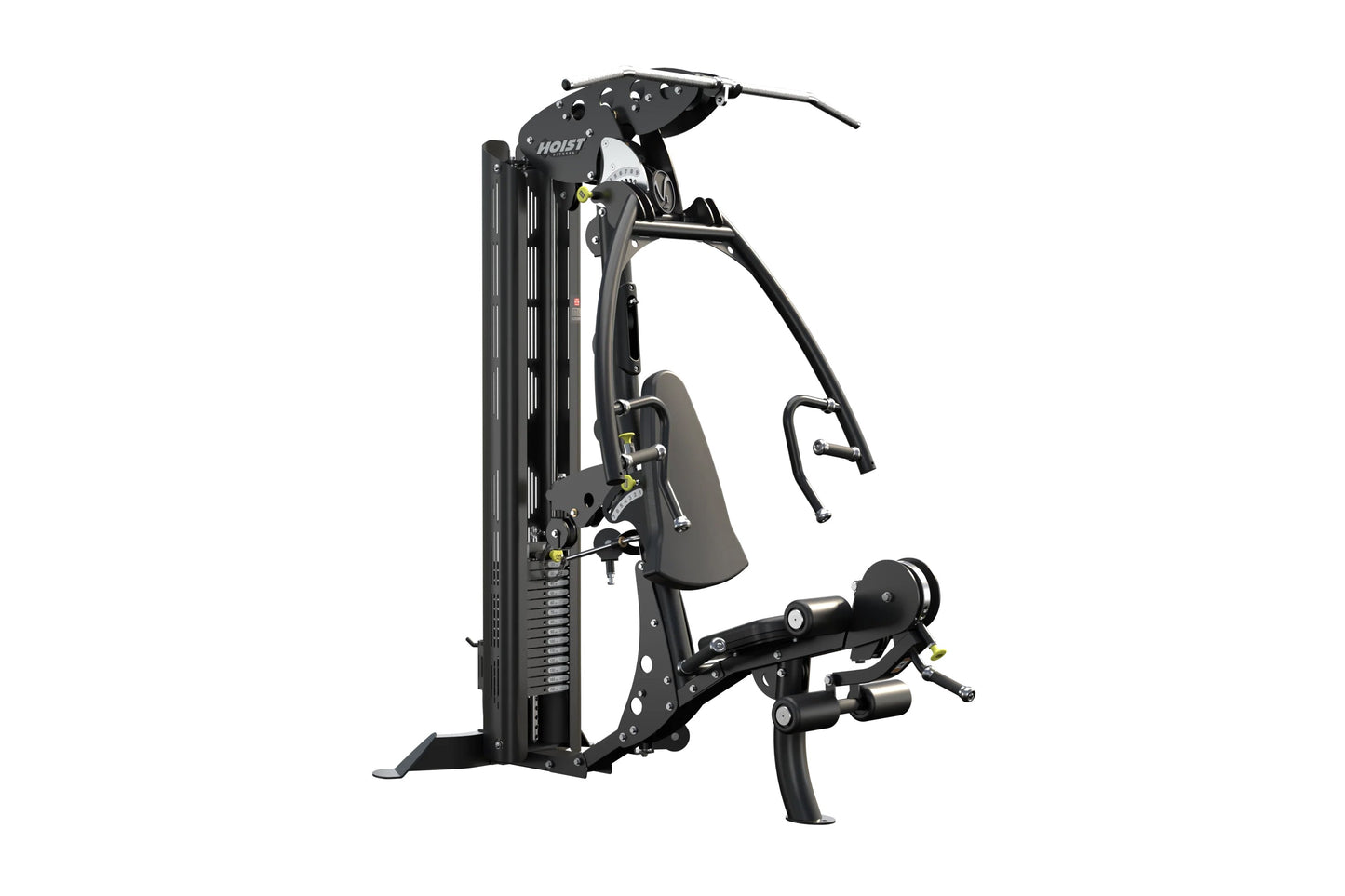 Hoist V1-Elite black multi-station home gym with cable machines and weight stack on white background
