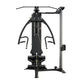 Hoist V1-Elite black multi-station home gym with dual cable towers, chest press arms, and adjustable seat on white background