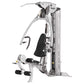 Hoist V1-Elite home gym machine with white frame, black seat and handles, featuring cable system and leg extension attachment