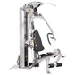 Hoist V1-Elite home gym machine with silver frame, black padding, and weight stack on white background