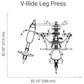 V-Ride Leg Press machine technical diagram showing overhead view with dimensions 82.25 inches wide by 82.50 inches tall