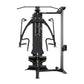 Black and gray Hoist V4-Elite home gym with cable machine, multiple weight stacks, and adjustable handles on white background