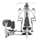 Hoist V4-Elite home gym with silver frame, black seat and handles, dual-station design on white background