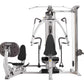 Hoist V4-Elite home gym with silver frame, black seat and handles, dual weight stacks, on white background