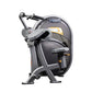 Hoist Triceps Extension weight machine with gray frame, black seat, and handlebar controls on white background