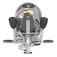 Hoist Club Line inner and outer thigh exercise machine with gray frame, black padded seat and armrests, viewed from front on 