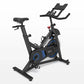 Horizon 5.0 IC indoor cycle with black frame, blue accents, digital display console, adjustable seat and handlebars on white 