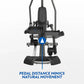Horizon 7.0 AE elliptical machine with black frame, blue pedal and seat, digital display, overhead view on white background