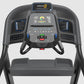 Horizon Sprint 8 treadmill console with digital display, blue accents, dual side panels, and black foot pedals on white backg