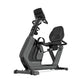 Horizon Comfort R recumbent exercise bike with gray frame, black seat, and digital display on white background