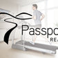 Man running on treadmill in bright room with "Passport Ready" text and logo overlay