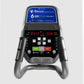 Horizon EX-59 elliptical machine with blue display panel, black controls, green START button, and gray handles on white backg