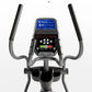 Horizon EX-59 elliptical with gray handles, black frame, and blue digital console display on white background
