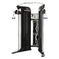Inspire Fitness FT1 Functional Trainer with dual weight stacks, black frame, silver uprights, and cable attachments on white 
