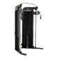 Inspire Fitness FT1 functional trainer with black mesh panels, silver metal frame, and dual cable pulley system on white back
