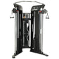 Inspire Fitness FT1 Functional Trainer with black uprights, silver frame, dual cable stations with handles, and adjustment di