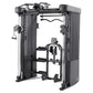 Black and silver Inspire Fitness FT2 Pro Smith functional trainer with dual weight stacks and foot platform on white backgrou