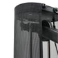 Black cylindrical mesh weight stack with adjustment knob on dual-pin lever arm system