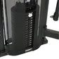 Black Smith functional trainer with numbered selector dial and mesh safety enclosure on white background