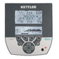 Kettler Ergo Race stationary bike console displaying digital metrics including speed, time, distance, power, and heart rate g