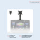 Black dual monitor TV mount with adjustable arms mounted on fitness equipment base, compatible with flat screens up to 19-inc